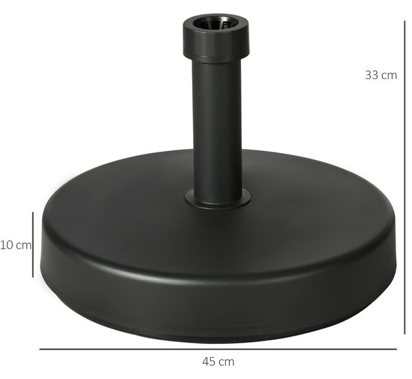 Outsunny Base per Ombrellone da Giardino in Plastica PP Nero, Fino a 18kg, Ø45x33 cm, Robusta e Elegante|Aosom