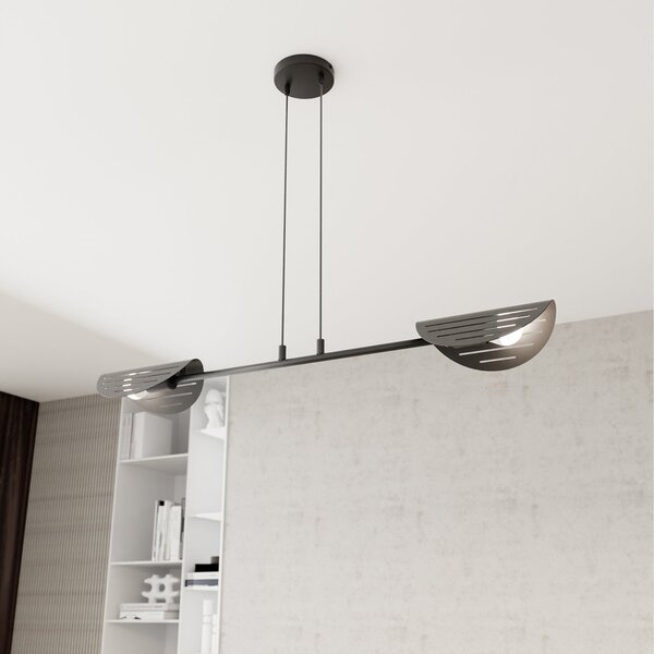 Lampadario Moderno 2 Luci Nuit A Bracci In Acciaio Nero