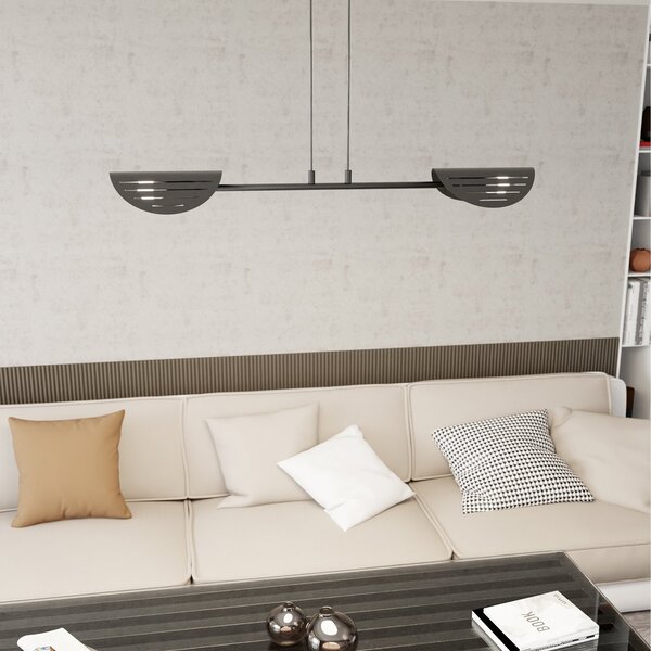 Lampadario Moderno 2 Luci Nuit A Bracci In Acciaio Nero