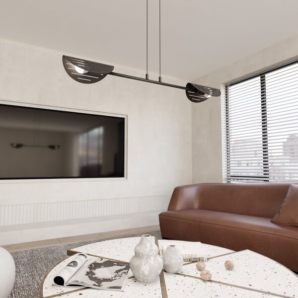 Lampadario Moderno 2 Luci Nuit A Bracci In Acciaio Nero