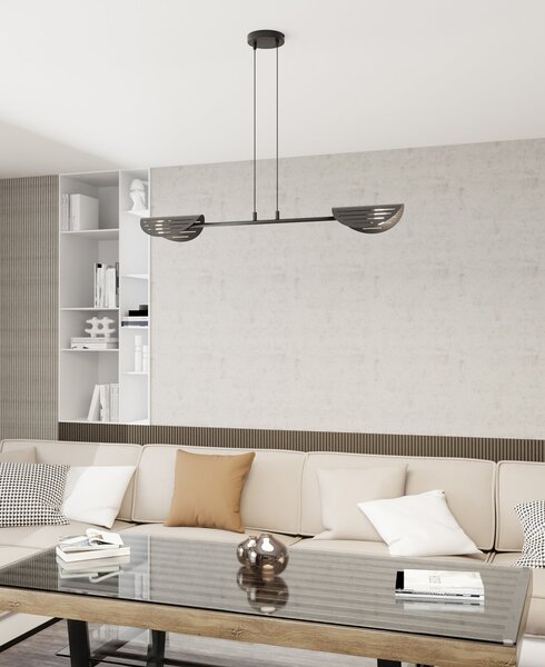 Lampadario Moderno 2 Luci Nuit A Bracci In Acciaio Nero