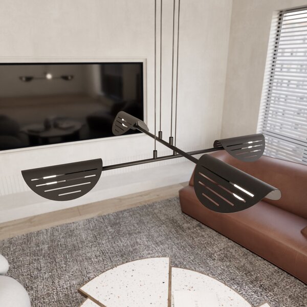 Lampadario Moderno 4 Luci Nuit A Bracci In Acciaio Nero