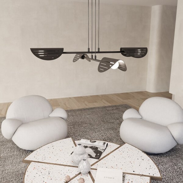 Lampadario Moderno 4 Luci Nuit A Bracci In Acciaio Nero