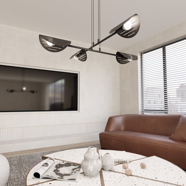 Lampadario Moderno 4 Luci Nuit A Bracci In Acciaio Nero