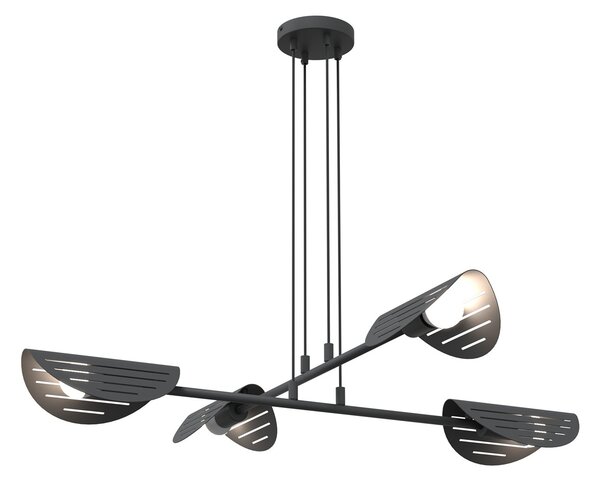 Lampadario Moderno 4 Luci Nuit A Bracci In Acciaio Nero