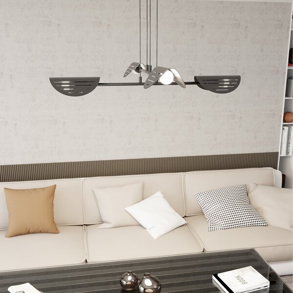 Lampadario Moderno 4 Luci Nuit A Bracci In Acciaio Nero