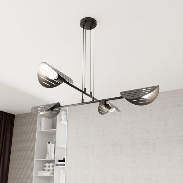 Lampadario Moderno 4 Luci Nuit A Bracci In Acciaio Nero