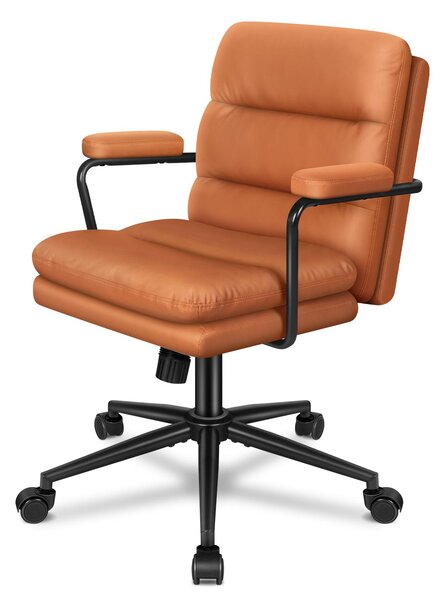 ALFORDSON Sedia ergonomica per computer con supporto lombare Sedia direzionale con braccioli, regolabile in altezza e girevole Comoda sedia da trucco, ciniglia, marrone