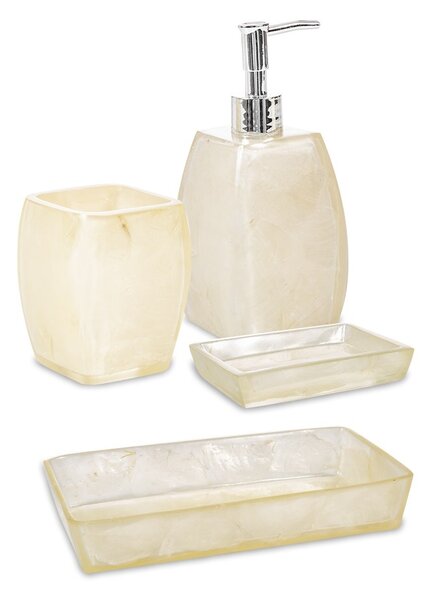 Set 4 pezzi accessori da bagno serie Perla Cipì Dispenser Bicchiere Portasapone e Vassoio
