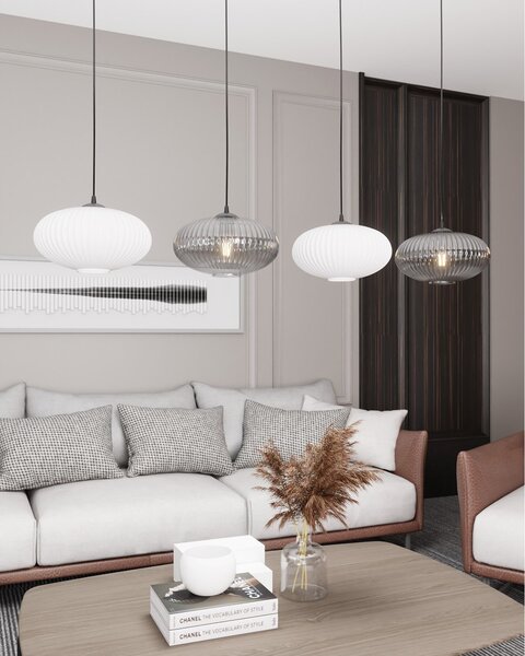 Lampadario 4 Luci Bel In Acciaio Nero Paralume Plissè Multicolor