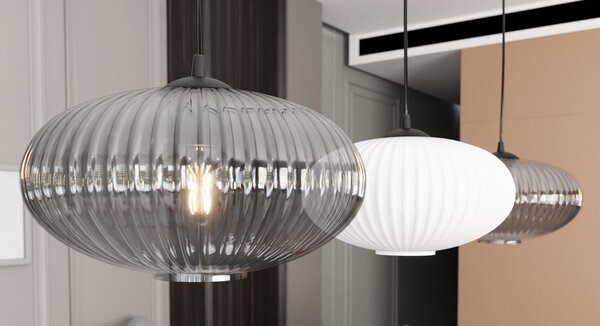 Lampadario 3 Luci Suchos In Acciaio Nero Paralume Plissè Multicolor