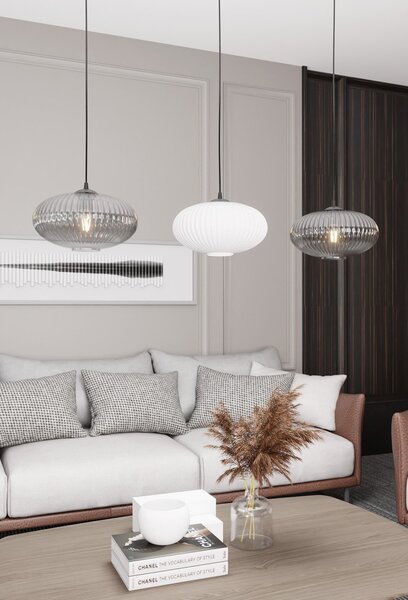 Lampadario 3 Luci Suchos In Acciaio Nero Paralume Plissè Multicolor