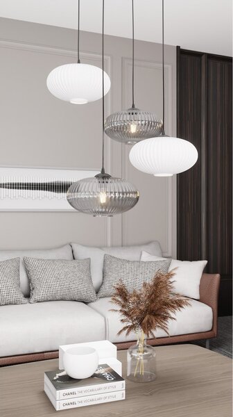 Lampadario 4 Luci Bel Base Tonda Acciaio Nero Paralume Plissè Multicolor