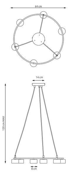 Lampadario Moderno 6 Luci Ondurguosh In Acciaio Bianco Ad Anello E Cilindri