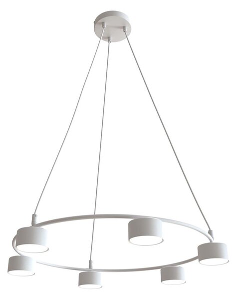 Lampadario Moderno 6 Luci Ondurguosh In Acciaio Bianco Ad Anello E Cilindri