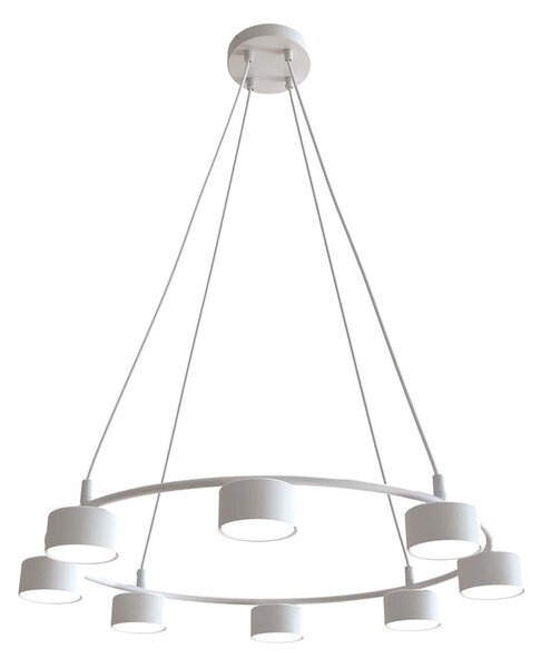 Lampadario Moderno 8 Luci Ondurguosh In Acciaio Bianco Ad Anello E Cilindri