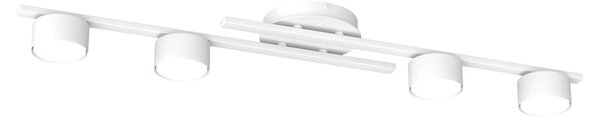 Plafoniera 4 Luci Perseus In Acciaio Bianco Diffusori Cilindrici