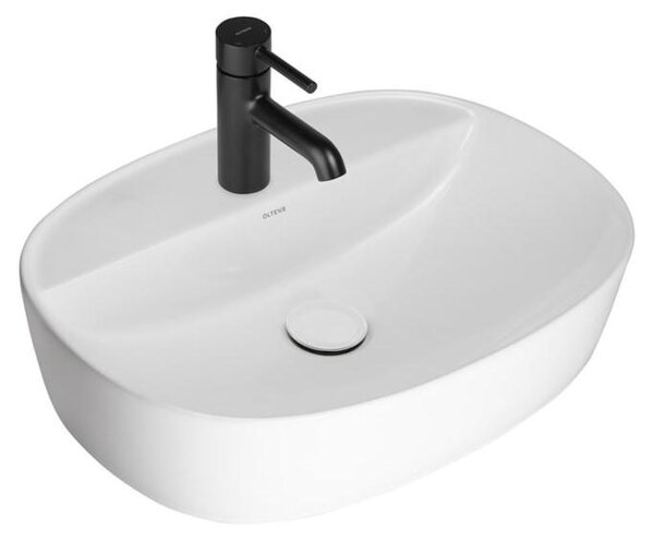 Lavabo da appoggio ovale OLTENS Hamnes, dimensioni 51 x 39 cm, con foro per rubinetto, dotato di tecnologia SmartClean