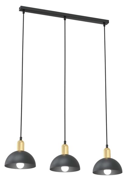 Lampadario 3 Luci Badb In Acciaio Nero E Oro Diffusori A Cupola