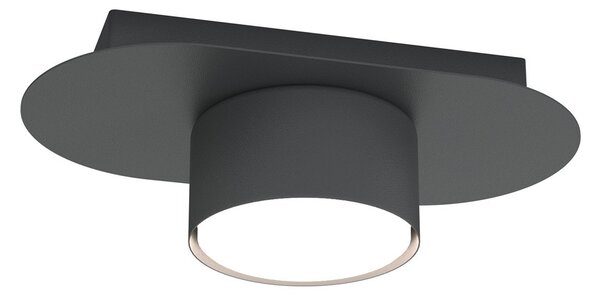 Lampada Da Soffitto 1 Luce Perseus In Acciaio Nero Diffusore A Cilindro