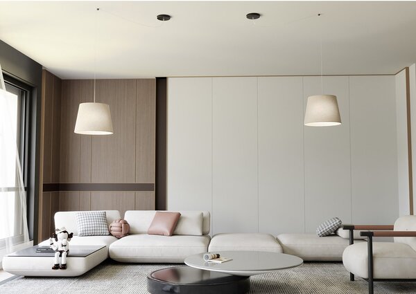 Sospensione 1 Luce Okeanos Con Paralume Beige