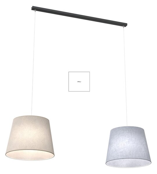 Lampadario A 2 Luci Okeanos Con Paralumi In Tessuto Beige E Grigio