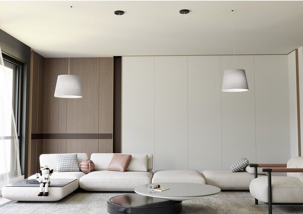 Sospensione 1 Luce Okeanos Con Paralume Grigio
