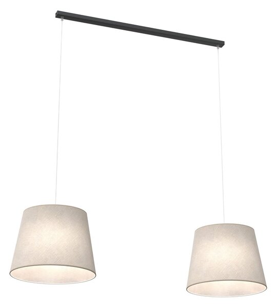 Lampadario A 2 Luci Okeanos Con Paralumi In Tessuto Beige