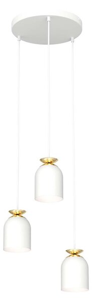 Lampadario Contemporaneo 3 Luci Mnemosyne Base Tonda Acciaio Bianco E Oro