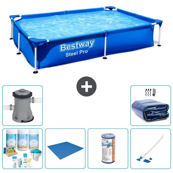 Bestway Steel Pro, piscina rettangolare - 221x150x43 cm - 7 pezzi - Modello S21524