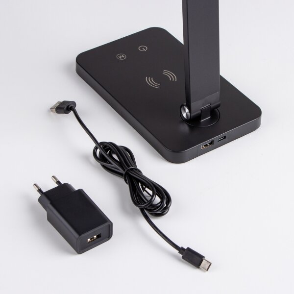 Brilagi - Lampada da tavolo LED dimmerabile a sfioramento con ricarica wireless QI LED/7W/5V 3000/4000/6000K nera