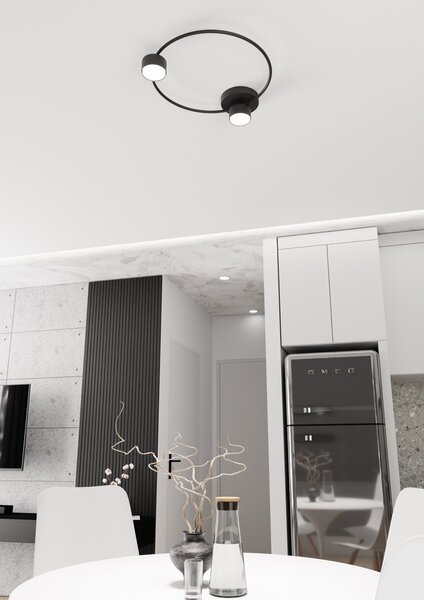 Plafoniera Moderna Cronide Acciaio Nero 2 Luci Gx53