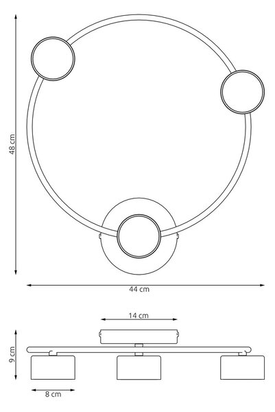 Plafoniera Moderna Ennosigaeo Acciaio Nero 3 Luci Gx53
