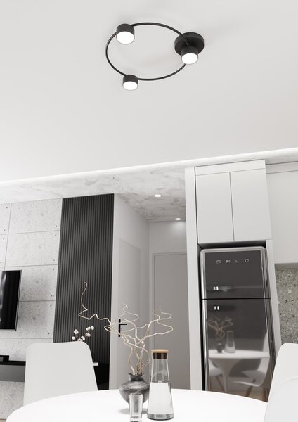 Plafoniera Moderna Ennosigaeo Acciaio Nero 3 Luci Gx53