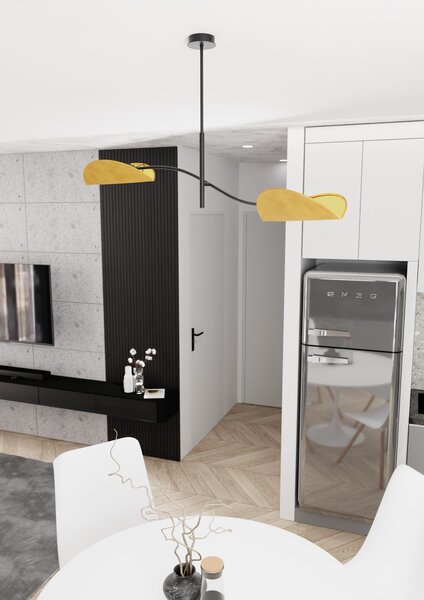 Plafoniera Moderna Pallade Acciaio Nero Arancione 2 Luci E14