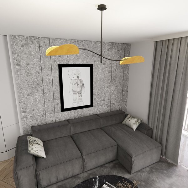 Plafoniera Moderna Pallade Acciaio Nero Arancione 2 Luci E14