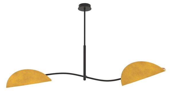 Plafoniera Moderna Pallade Acciaio Nero Arancione 2 Luci E14