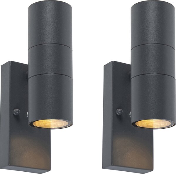 Set da 2 lampade da esterno grigio scuro, 2 luci, chiaro/scuro, con sensore, Duo