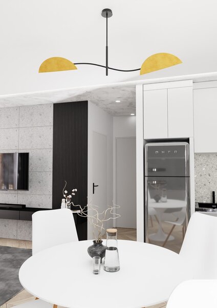 Plafoniera Moderna Pallade Acciaio Nero Arancione 2 Luci E14
