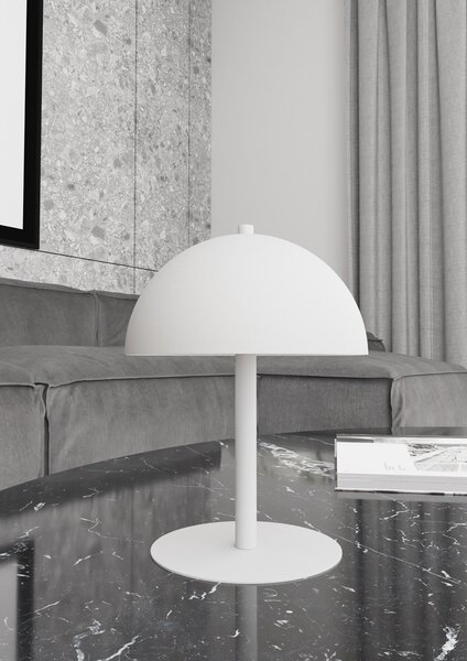 Lampada Da Tavolo Moderna Pallade Acciaio Bianco 2 Luci G9