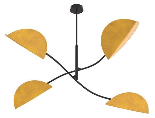 Plafoniera Moderna Pallade Acciaio Nero Arancione 4 Luci E14