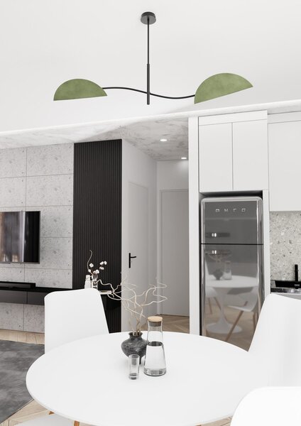 Plafoniera Moderna Pallade Acciaio Nero Verde 2 Luci E14