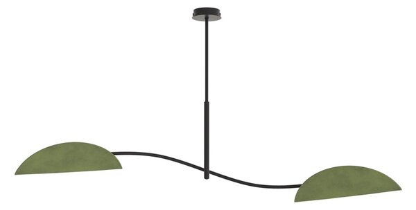 Plafoniera Moderna Pallade Acciaio Nero Verde 2 Luci E14