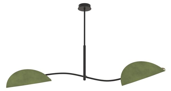 Plafoniera Moderna Pallade Acciaio Nero Verde 2 Luci E14