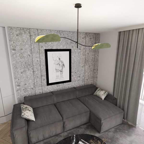 Plafoniera Moderna Pallade Acciaio Nero Verde 2 Luci E14