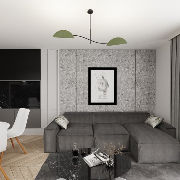 Plafoniera Moderna Pallade Acciaio Nero Verde 2 Luci E14