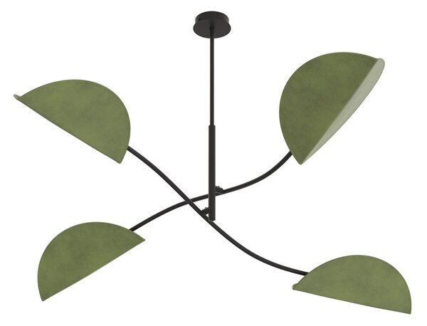Plafoniera Moderna Pallade Acciaio Nero Verde 4 Luci E14