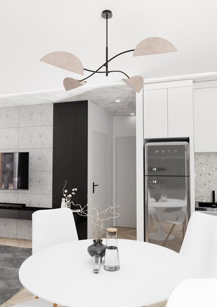 Plafoniera Moderna Mulciber Acciaio Nero Grigio 4 Luci E14