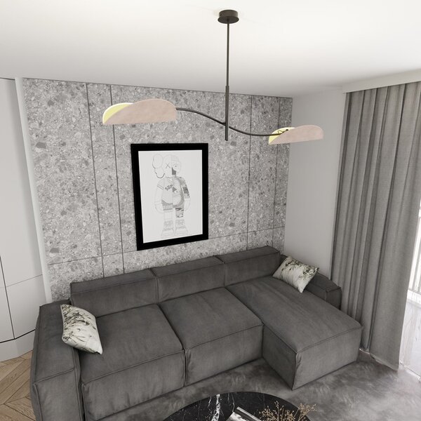 Plafoniera Moderna Pallade Acciaio Nero Grigio 2 Luci E14