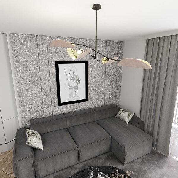 Plafoniera Moderna Mulciber Acciaio Nero Grigio 4 Luci E14